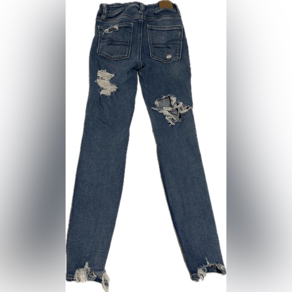 American Eagle Women's High Rise Jeggings Super Stretch Size 00 Distressed - Picture 12 of 12